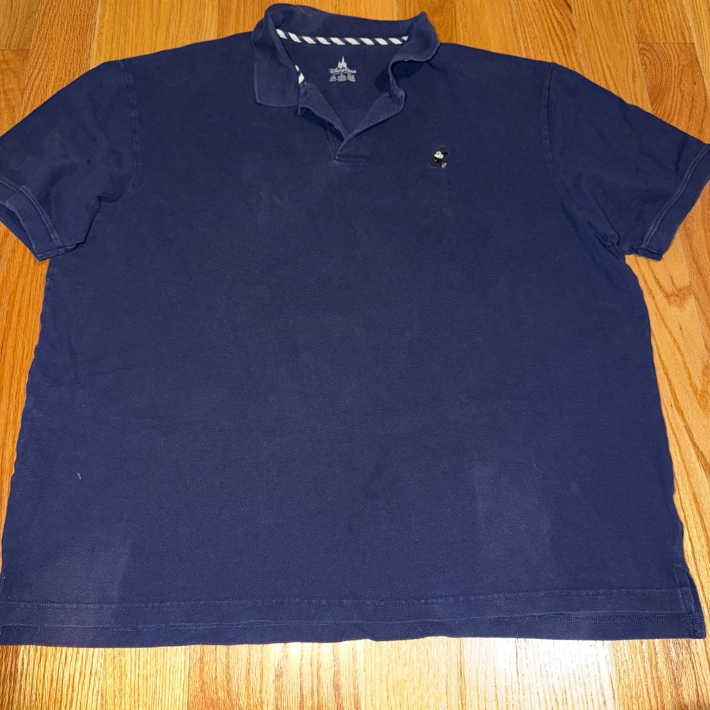 Walt Disney World Mickey Mouse Mens Polo Shirt Blue Short Sleeve 2-Button XXL